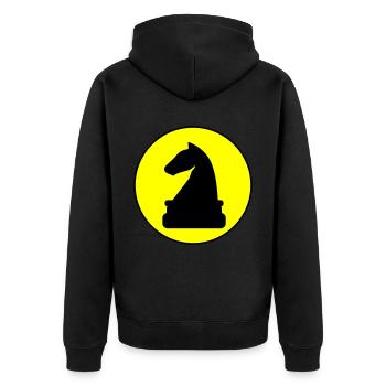 Pferd Schachfigur - Unisex Premium Bio Zip Hoodie - Schwarz - Hinten - Nico (187cm)
