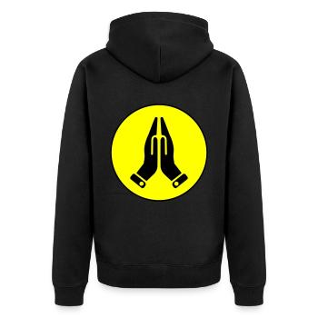 Hands symbol - Unisex Premium Organic Zip Hoodie - black - Back - Nico (187cm)