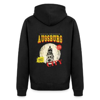 Augsburg Deutschland Stadt Skyline Vintage Retro - Unisex Premium Bio Zip Hoodie - Schwarz - Hinten - Nico (187cm)