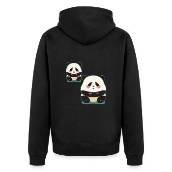 Panda Duo - Unisex Premium Organic Zip Hoodie - black - Back - Nico (187cm)