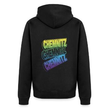 Chemnitz Germany City Font Skyline Home - Unisex Premium Organic Zip Hoodie - black - Back - Nico (187cm)