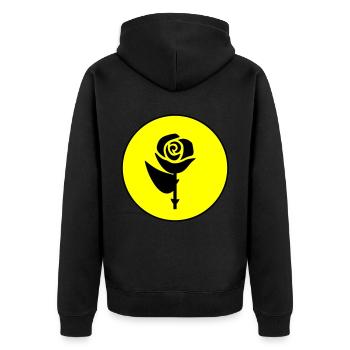 Rose icon Symbol - Unisex Premium Bio Zip Hoodie - Schwarz - Hinten - Nico (187cm)