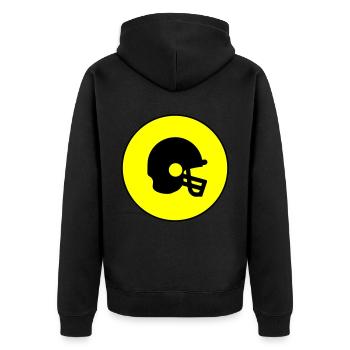 Football Helm icon - Unisex Premium Bio Zip Hoodie - Schwarz - Hinten - Nico (187cm)