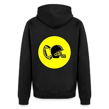 Football Helm - Unisex Premium Bio Zip Hoodie - Schwarz - Hinten - Nico (187cm)