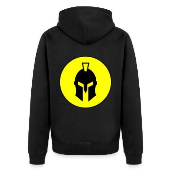 Spartan Helmet - Unisex Premium Organic Zip Hoodie - black - Back - Nico (187cm)
