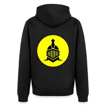 Ritter Helm - Unisex Premium Bio Zip Hoodie - Schwarz - Hinten - Nico (187cm)
