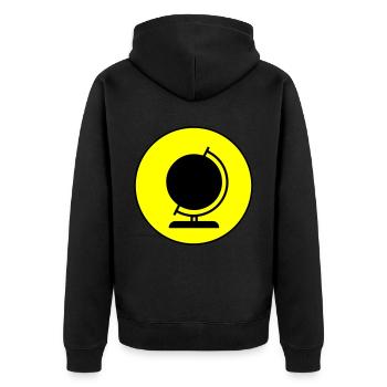 Globus symbol icon - Unisex Premium Bio Zip Hoodie - Schwarz - Hinten - Nico (187cm)