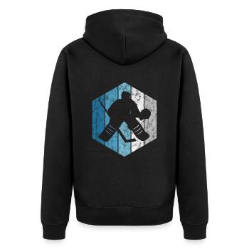 Ice Hockey Ice Hockey Retro Skates Puck Ice - Unisex Premium Organic Zip Hoodie - black - Back - Nico (187cm)
