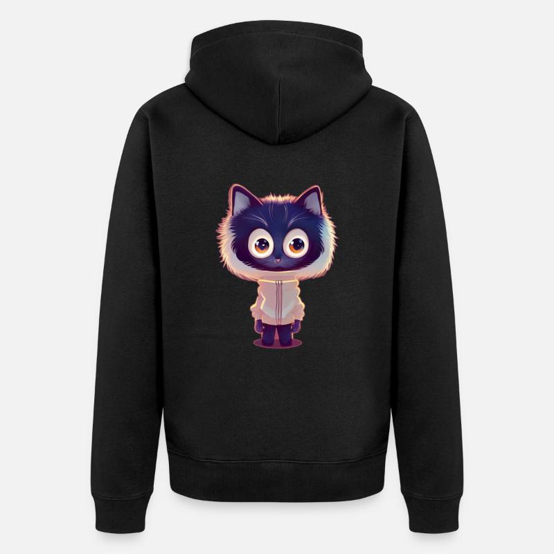 Chat renard avec pull - Veste à capuche bio Premium Unisexe - noir