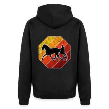 Trabrennen Pferd Pferde Trabrennsport Pferderennen - Unisex Premium Bio Zip Hoodie - Schwarz - Hinten - Nico (187cm)