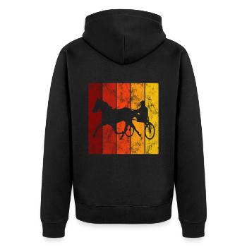 Trabrennen Pferd Pferde Trabrennsport Pferderennen - Unisex Premium Bio Zip Hoodie - Schwarz - Hinten - Nico (187cm)