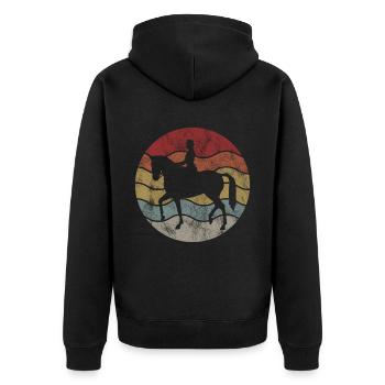Dressurreiten Dressurreiter Reiten Reiter Pferd - Unisex Premium Bio Zip Hoodie - Schwarz - Hinten - Nico (187cm)