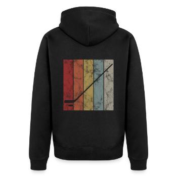 Ice Hockey Ice Hockey Retro Skates Puck Ice - Unisex Premium Organic Zip Hoodie - black - Back - Nico (187cm)