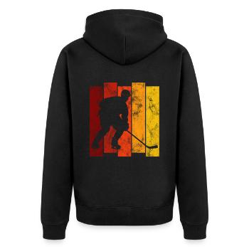 Ice Hockey Ice Hockey Retro Skates Puck Ice - Unisex Premium Organic Zip Hoodie - black - Back - Nico (187cm)