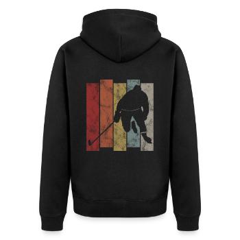 Ice Hockey Ice Hockey Retro Skates Puck Ice - Unisex Premium Organic Zip Hoodie - black - Back - Nico (187cm)