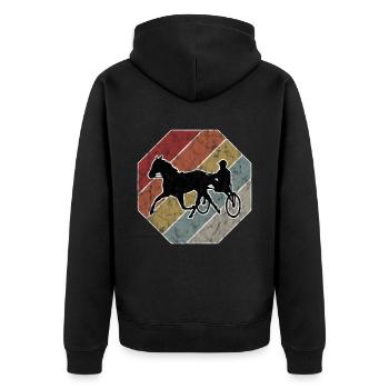 Trotting Horse Horses Trabrennsport Horse Racing - Unisex Premium Organic Zip Hoodie - black - Back - Nico (187cm)