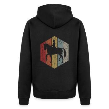 Dressurreiten Dressurreiter Reiten Reiter Pferd - Unisex Premium Bio Zip Hoodie - Schwarz - Hinten - Nico (187cm)