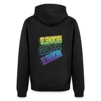Gelsenkirchen Deutschland Stadt Schrift Skyline - Unisex Premium Bio Zip Hoodie - Schwarz - Hinten - Nico (187cm)