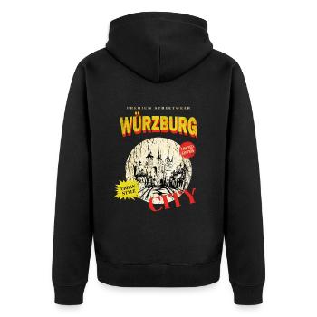 Würzburg Allemagne Ville Skyline Vintage Rétro - Veste à capuche bio Premium Unisexe - noir - Dos - Nico (187cm)