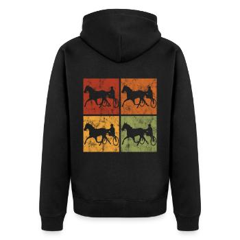 Trotteur trotter dans un style rétro ou vintage - Veste à capuche bio Premium Unisexe - noir - Dos - Nico (187cm)