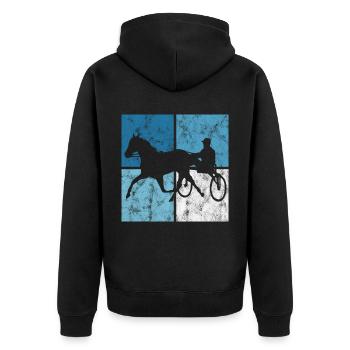 Trotteur trotter dans un style rétro ou vintage - Veste à capuche bio Premium Unisexe - noir - Dos - Nico (187cm)