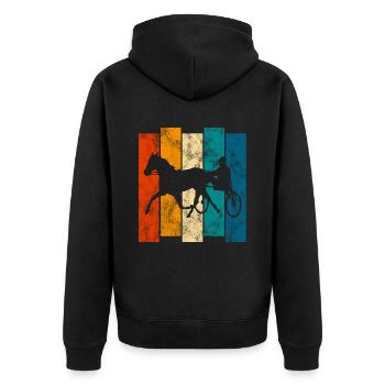 Trotteur trotter dans un style rétro ou vintage - Veste à capuche bio Premium Unisexe - noir - Dos - Nico (187cm)