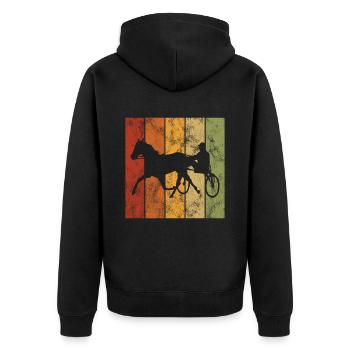 Trotteur trotter dans un style rétro ou vintage - Veste à capuche bio Premium Unisexe - noir - Dos - Nico (187cm)