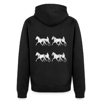 Trotteur trotter dans un style rétro ou vintage - Veste à capuche bio Premium Unisexe - noir - Dos - Nico (187cm)