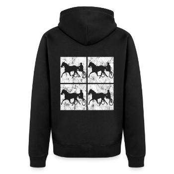 Trotteur trotter dans un style rétro ou vintage - Veste à capuche bio Premium Unisexe - noir - Dos - Nico (187cm)