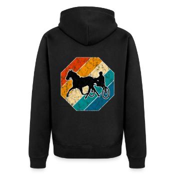 Trotteur trotter dans un style rétro ou vintage - Veste à capuche bio Premium Unisexe - noir - Dos - Nico (187cm)