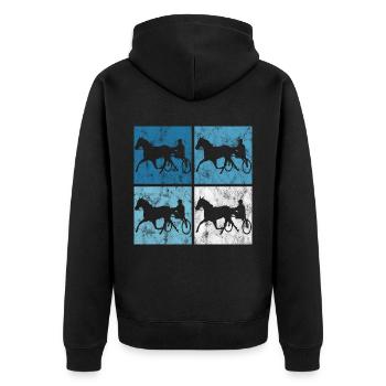 Trotter courses de trot dans un style rétro ou vintage - Veste à capuche bio Premium Unisexe - noir - Dos - Nico (187cm)