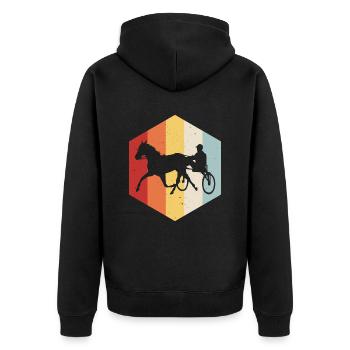 Trotter courses de trot dans un style rétro ou vintage - Veste à capuche bio Premium Unisexe - noir - Dos - Nico (187cm)