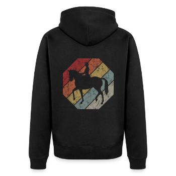 Dressur Dressurreiten Dressurreiter Reiten Pferd - Unisex Premium Bio Zip Hoodie - Schwarz - Hinten - Nico (187cm)