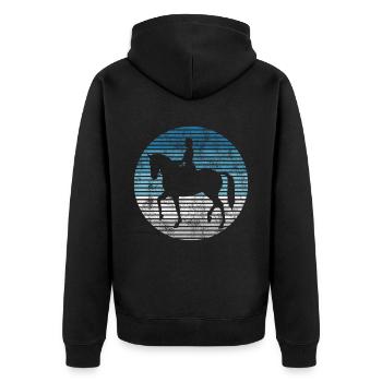 Dressur Dressurreiten Dressurreiter Reiten Pferd - Unisex Premium Bio Zip Hoodie - Schwarz - Hinten - Nico (187cm)