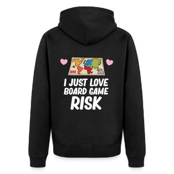 Risk - I just love board game risk - Unisex Premium Organic Zip Hoodie - black - Back - Nico (187cm)
