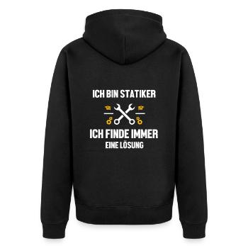 Statiker lustiger Spruch - Unisex Premium Bio Zip Hoodie - Schwarz - Hinten - Nico (187cm)