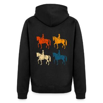 Dressur Dressurreiten Dressurreiter Reiten Pferd - Unisex Premium Bio Zip Hoodie - Schwarz - Hinten - Nico (187cm)