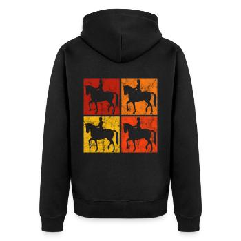 Dressur Dressurreiten Dressurreiter Reiten Pferd - Unisex Premium Bio Zip Hoodie - Schwarz - Hinten - Nico (187cm)