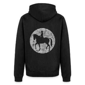 Dressur Dressurreiten Dressurreiter Reiten Pferd - Unisex Premium Bio Zip Hoodie - Schwarz - Hinten - Nico (187cm)