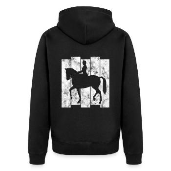 Dressur Dressurreiten Dressurreiter Reiten Pferd - Unisex Premium Bio Zip Hoodie - Schwarz - Hinten - Nico (187cm)