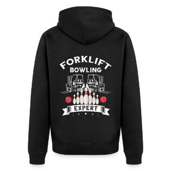 Gabelstaplerfahrer und Lagerhaus Gabestaplerfahrer - Unisex Premium Bio Zip Hoodie - Schwarz - Hinten - Nico (187cm)