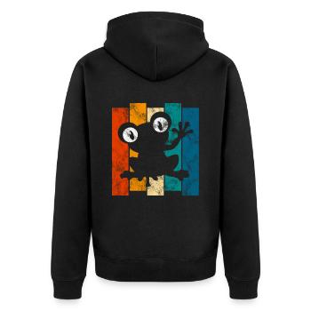 Frosch Frösche Geschenk für Kinder Lustig Witzig - Unisex Premium Bio Zip Hoodie - Schwarz - Hinten - Nico (187cm)