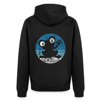 Frosch Frösche Geschenk für Kinder Lustig Witzig - Unisex Premium Bio Zip Hoodie - Schwarz - Hinten - Nico (187cm)