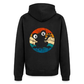 Frosch Frösche Geschenk für Kinder Lustig Witzig - Unisex Premium Bio Zip Hoodie - Schwarz - Hinten - Nico (187cm)