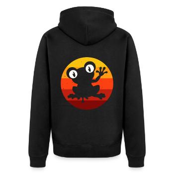 Frosch Frösche Geschenk für Kinder Lustig Witzig - Unisex Premium Bio Zip Hoodie - Schwarz - Hinten - Nico (187cm)