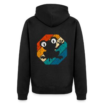 Frosch Frösche Geschenk für Kinder Lustig Witzig - Unisex Premium Bio Zip Hoodie - Schwarz - Hinten - Nico (187cm)