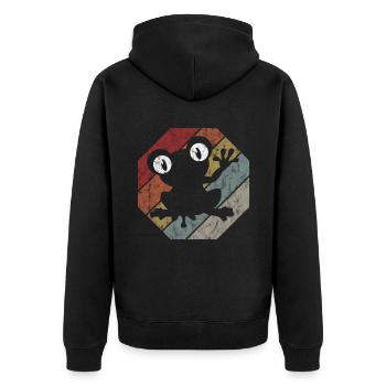 Frog Frogs Gift for Kids Funny Funny - Unisex Premium Organic Zip Hoodie - black - Back - Nico (187cm)