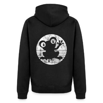 Frosch Frösche Geschenk für Kinder Lustig Witzig - Unisex Premium Bio Zip Hoodie - Schwarz - Hinten - Nico (187cm)