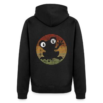 Frosch Frösche Geschenk für Kinder Lustig Witzig - Unisex Premium Bio Zip Hoodie - Schwarz - Hinten - Nico (187cm)
