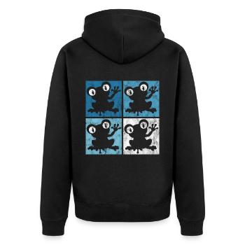 Frosch Frösche Geschenk für Kinder Lustig Witzig - Unisex Premium Bio Zip Hoodie - Schwarz - Hinten - Nico (187cm)